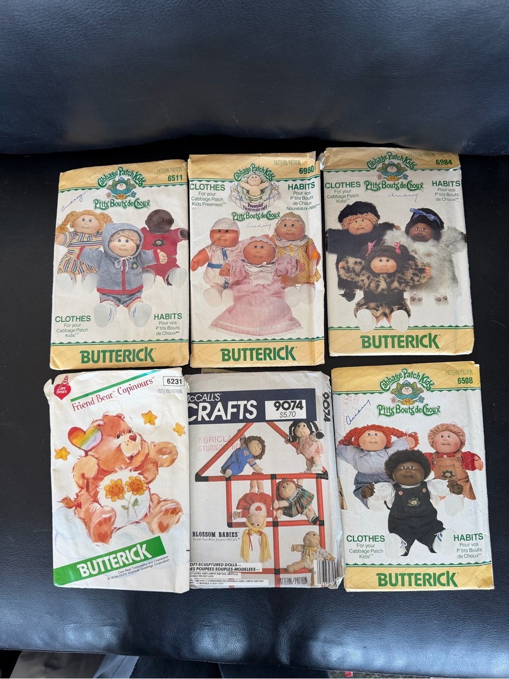 Vintage Butterick Sewing Craft Patterns Cabbage Patch Dolls and Care Bears